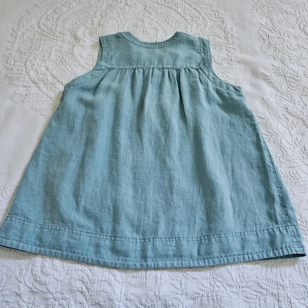 Artisan NY 100% linen blue blouse lace up front coastal Lagenlook size M - Picture 3 of 8
